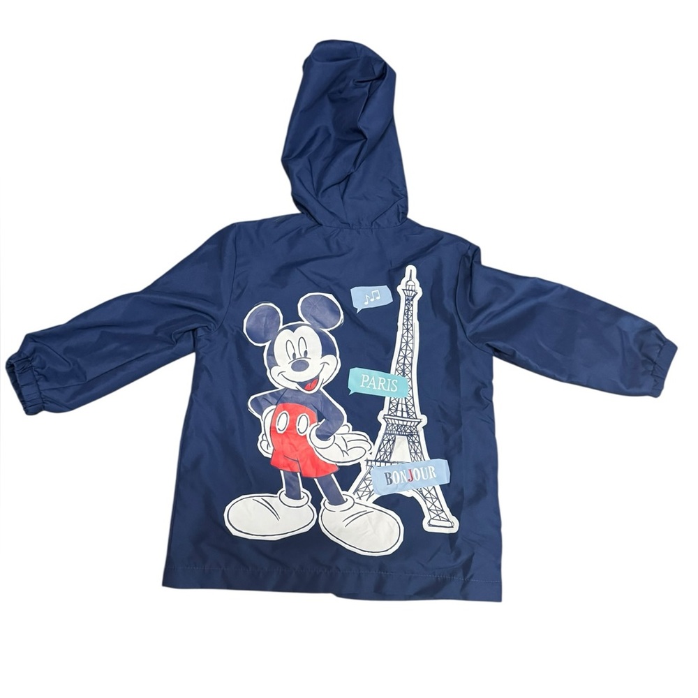 Disney Navy Mickey Mouse Hooded Raincoat with Red Accents